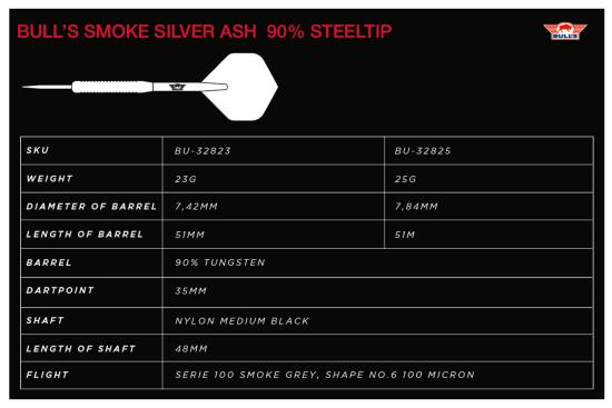 Bulls Smoke 90% Silver Ash Steeldart 23-25g