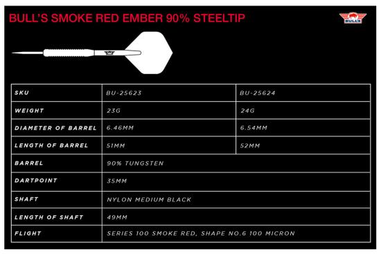 Bulls Smoke Red Ember 90% Steeldart 23-24g