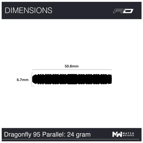 RedDragon Dragonfly 95% Schwarz Parallel Steeldart 22-24-26 g