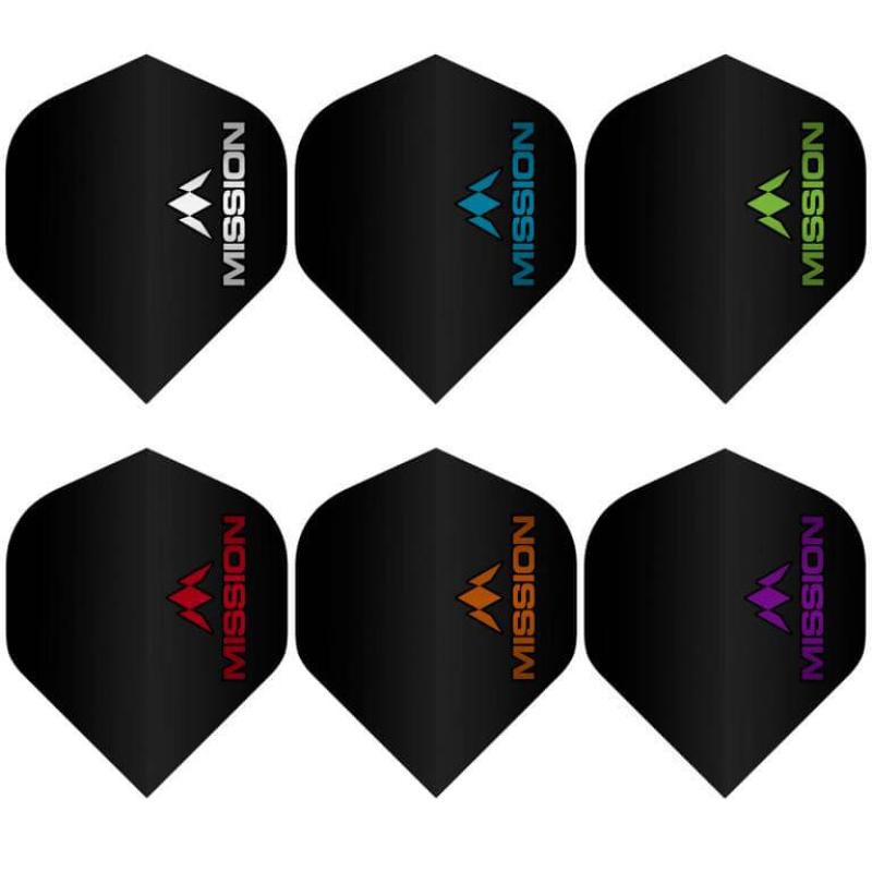 Mission Dart Flights 100 Micron schwarz Matt mit Logo