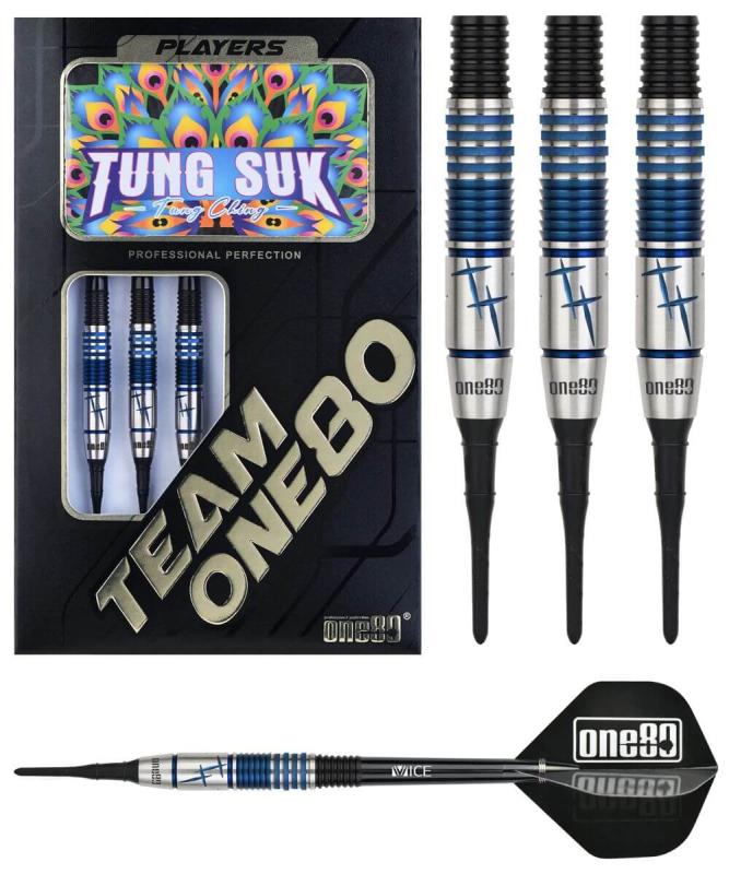 One80 Tung Suk Schwarz-Blau Softdart 19g